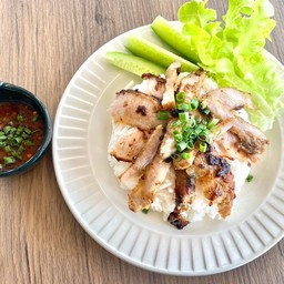 คอหมูย่าง+ข้าวสวย