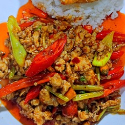 ผัดพริกเผาหมูสับ - หมูชิ้น