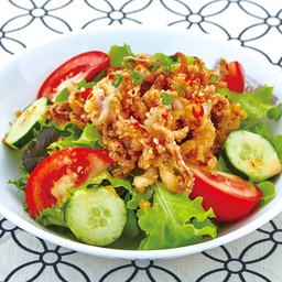 สลัดหนวดปลาหมึกทอด (ยำ)