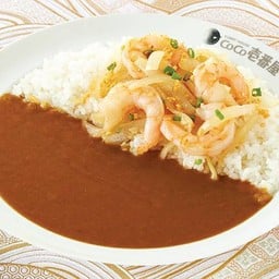 ข้าวแกงกะหรี่กุ้งผัดน้ำมันหอย