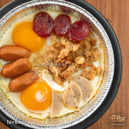 ไข่กระทะ (หมูยอ,ไส้กรอก,กุนเชียง,หมูสับ)