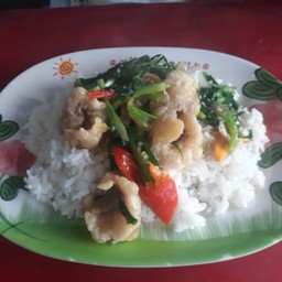 ปลาพงษ์ผัดขึ้นฉ่ายราดข้าว