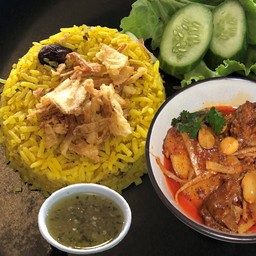 ข้าวหมก มัสมั่นเนื้อ (กล่องฟูดเกรด เข้าไมโครเวฟได้)