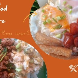 ข้าวไข่ดาวทรงเครื่อง + ข้าวกระเพราหมูสับไข่ขยี้