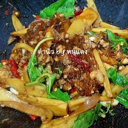 ข้าวกะเพราหน่อไม้+วุ้นเส้น+หมูสับ