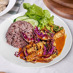 ข้าวสเต็กหมูผัดพริกเผา 390 kcal