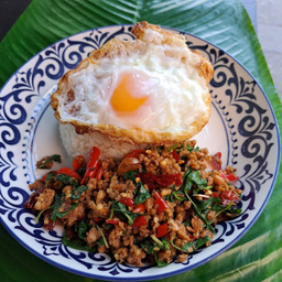 กะเพราหมูสับ3กล่อง(แถมฟรีไข่ดาว2ฟอง)