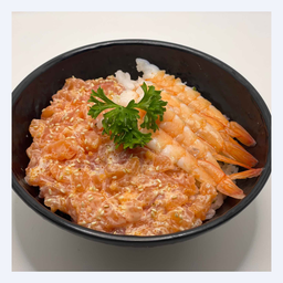 ข้าวหน้าท้องแซลมอนสับกุ้ง