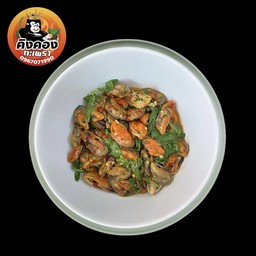 (กับข้าว) กะเพราหอยแมลงภู่