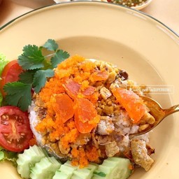 ข้าวคลุกเกลือไข่3เกลอ (ไข่ปู,ไข่แดงเค็ม,ไข่กุ้ง)