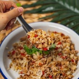 ข้าวคลุกกระเพรา+ไข่ดาว