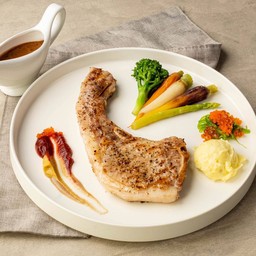 สเต็กพอร์คชอปซอสเห็ด