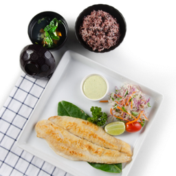ข้าวปลาย่างน้ำมันมะกอก