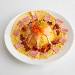 ข้าวไข่ข้นเบคอนกรอบ