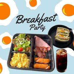 เซ็ตอาหารเช้าตบโต๊ะ (อเมริกันเบรคฟัส+แซนวิช+อเมริกาโน่เย็น)