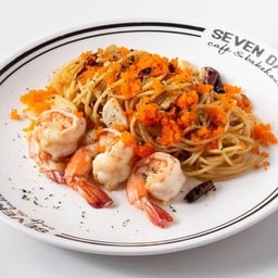 สปาเก็ตตี้พริกแห้งกระเทียมดับเบิ้ลกุ้ง (กุ้ง+ไข่กุ้ง)