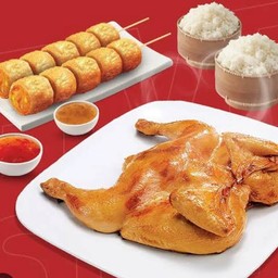 ไก่ย่าง1ตัว+ไก่จ้อ 2ไม้+ข้าวเหนียว2ห่อ