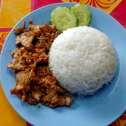 ข้าวหมูทอดกระเทียม+ไข่เจียว