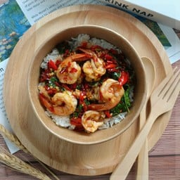 กะเพรากุ้ง (ราดข้าว)