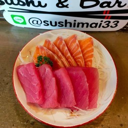 ซาซิมิแซลมอน 5 ชิ้น +ทูน่า 5 ชิ้น