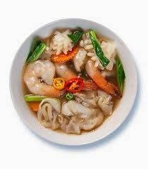 ราดหน้ากุ้ง    เส้นใหญ่หรือมีหุ้น