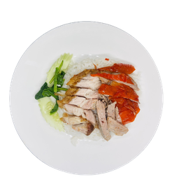 ข้าวเป็ดย่าง+หมูกรอบ