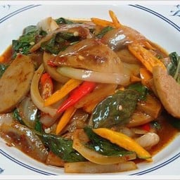 ผัดพริกเผาหมูยอ กับข้าว