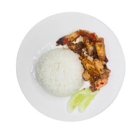ข้าวหมูกรอบคั่วเกลือ