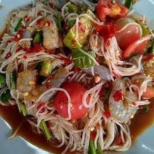 ตำซั่วเส้นเล็กกุ้งสดปลาร้า