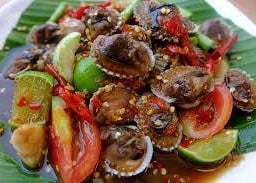 ตำเกาเหลาหอยแครงกุ้งสดปลาร้า