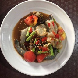ตำเหลาปลาร้ากุ้งสด