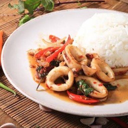 ข้าวราดกะเพราปลาหมึก