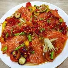 ตำเกาเหลาเชลมอลปลาร้า