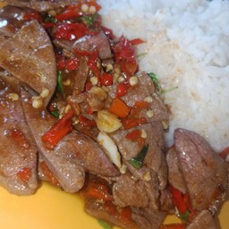 กะเพราตับหมู