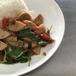 กะเพราหมูชิ้น+ไข่เจียว