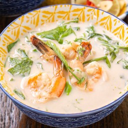 ใบเหลียงต้มกะทิกุ้งสด+ข้าวสวย