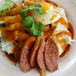 ข้าวหมูกรอบ+หมูแดง