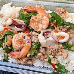 กะเพราทะเล+หมูสับ