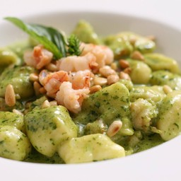GNOCCHI  with  PRAWNS  in Pesto Genovese  Sauce