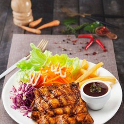 สเต็กอกไก่พริกไทยดำ