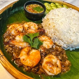 ข้าวกุ้งกระเทียมพริกไทย (น้ำจิ้มซีฟู้ด)