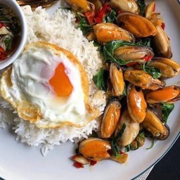 กระเพราหอยแมลงภู่(ราดข้าว)