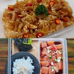 แมงกะพรุนน้ำมันงา+ชุดแซลม่อนดองซีอิ้ว