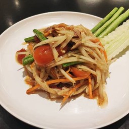 ตำสุขอีสานแซ่บเจ (เผ็ดมาก)          i-sarn papaya salad J (very spicy)