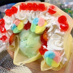 เครปเย็น มาชเมลโล่+เยลลี่แดง+ไอศครีม
