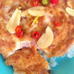 [อร่อยซ่ากับโค้ก] ไข่เจียวแหนม +  โค้ก ออริจินัล (ขวด)