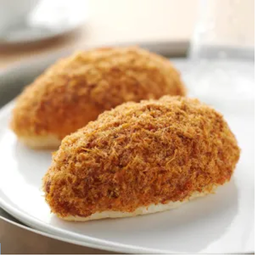 Soft bun filled with egg cream and sambal chilli chicken floss from Singapore