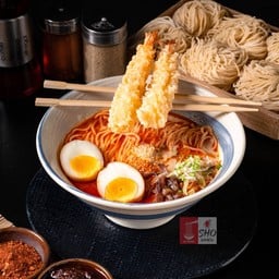 ราเมนซุปหม่าล่ากุ้งทอด-Mala Deep Fried Prawns Ramen( เบจ ทงคตสึซุป)