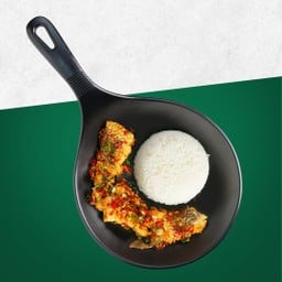 ข้าวปลากะพงคั่วพริกเกลือ