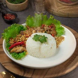 ข้าว+ไก่คั่วพริกเกลือ